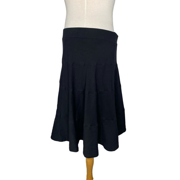 LANDS END Black Rayon Jersey Knit Pull On A-line Skirt Size Large 14-16 *READ* - Picture 2 of 9